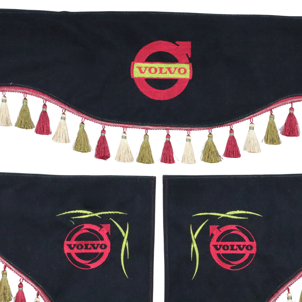 Шторка Рогожка "Double-Sided" VOLVO лоб + косынки черная 2-х сторонняя
