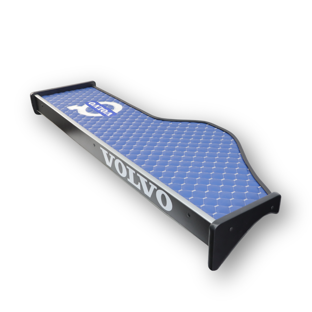 Полиця кабіни довга VOLVO FH 12\16 (з 2009) синя з вишивкою, стьобана екошкіра, без отвору