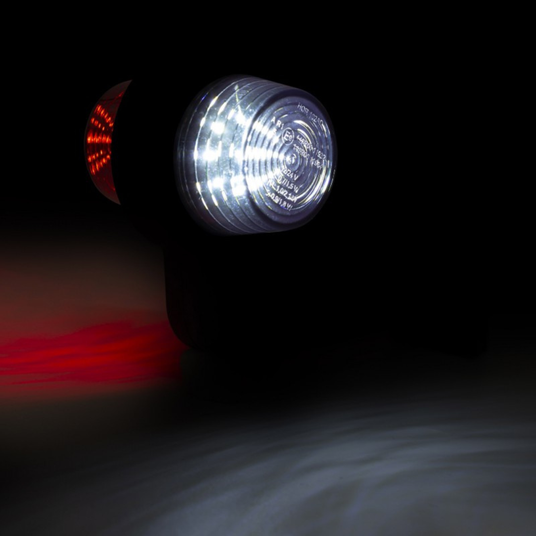 Фонарь габаритный рог LED кривой, красно-белый, 12/24V «GRAPHITE», правый (HORPOL) Фонарь габаритный рог LED кривой, красно-белый, 12/24V «GRAPHITE», правый (HORPOL)