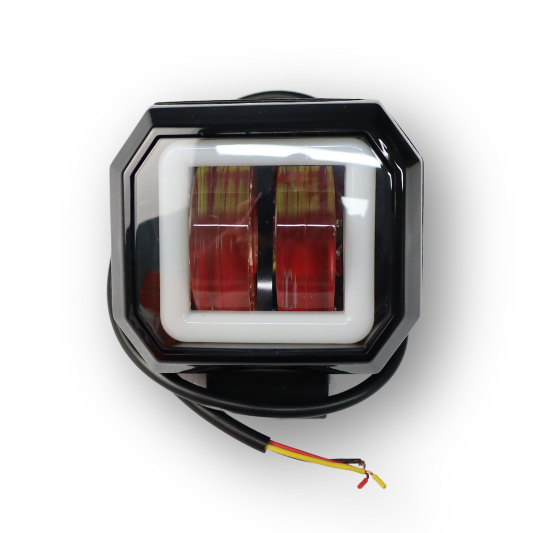 Фара универсальная диодная LED 3-32V (2 линзы 20W квалратная ДХО) Фара универсальная диодная LED 3-32V (2 линзы 20W квалратная ДХО)