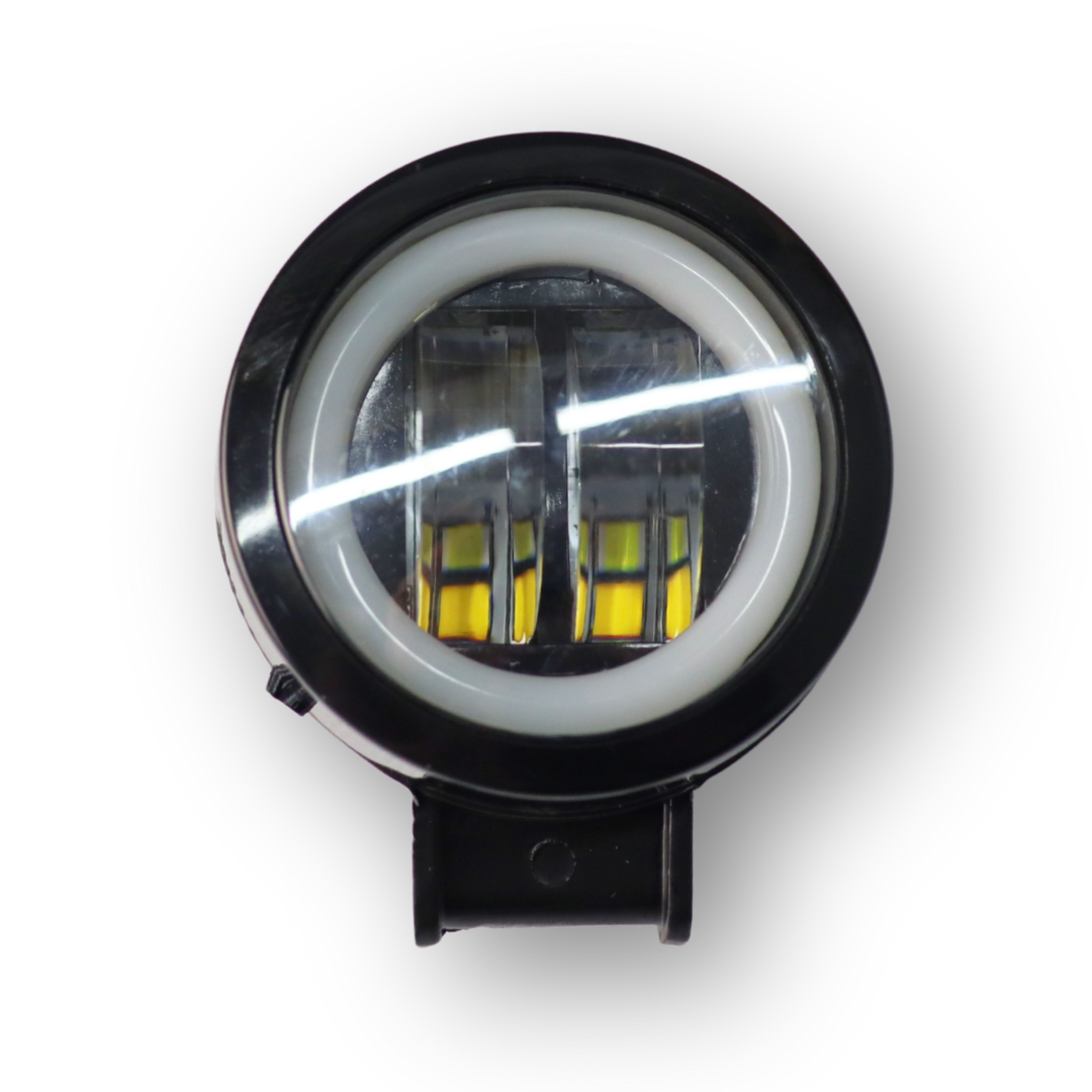 Фара универсальная диодная LED 9-32V (2 линзы свет желтый\белый 20W круглая ДХО) Фара универсальная диодная LED 9-32V (2 линзы свет желтый\белый 20W круглая ДХО)