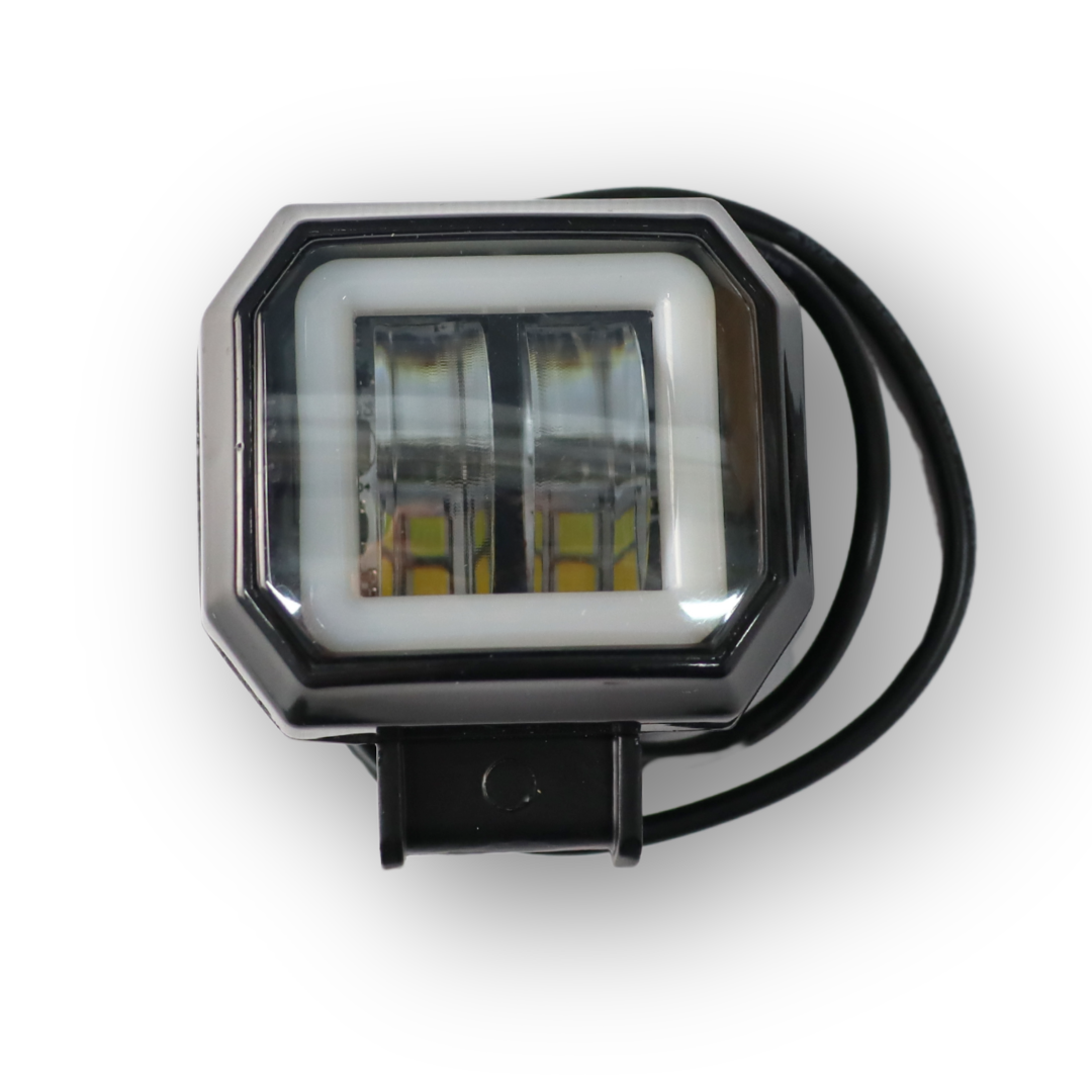 Фара универсальная диодная LED 9-32V (2 линзы свет желтый\белый 20W квадратная ДХО) Фара универсальная диодная LED 9-32V (2 линзы свет желтый\белый 20W квадратная ДХО)