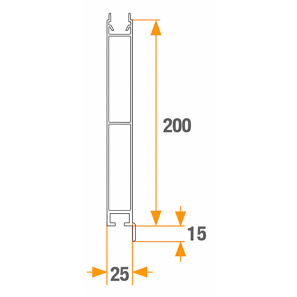 Алюминиевый профиль для бортов H=200мм L=6900мм (нижняя планка Takler) Алюминиевый профиль для бортов H=200мм L=6900мм (нижняя планка Takler)