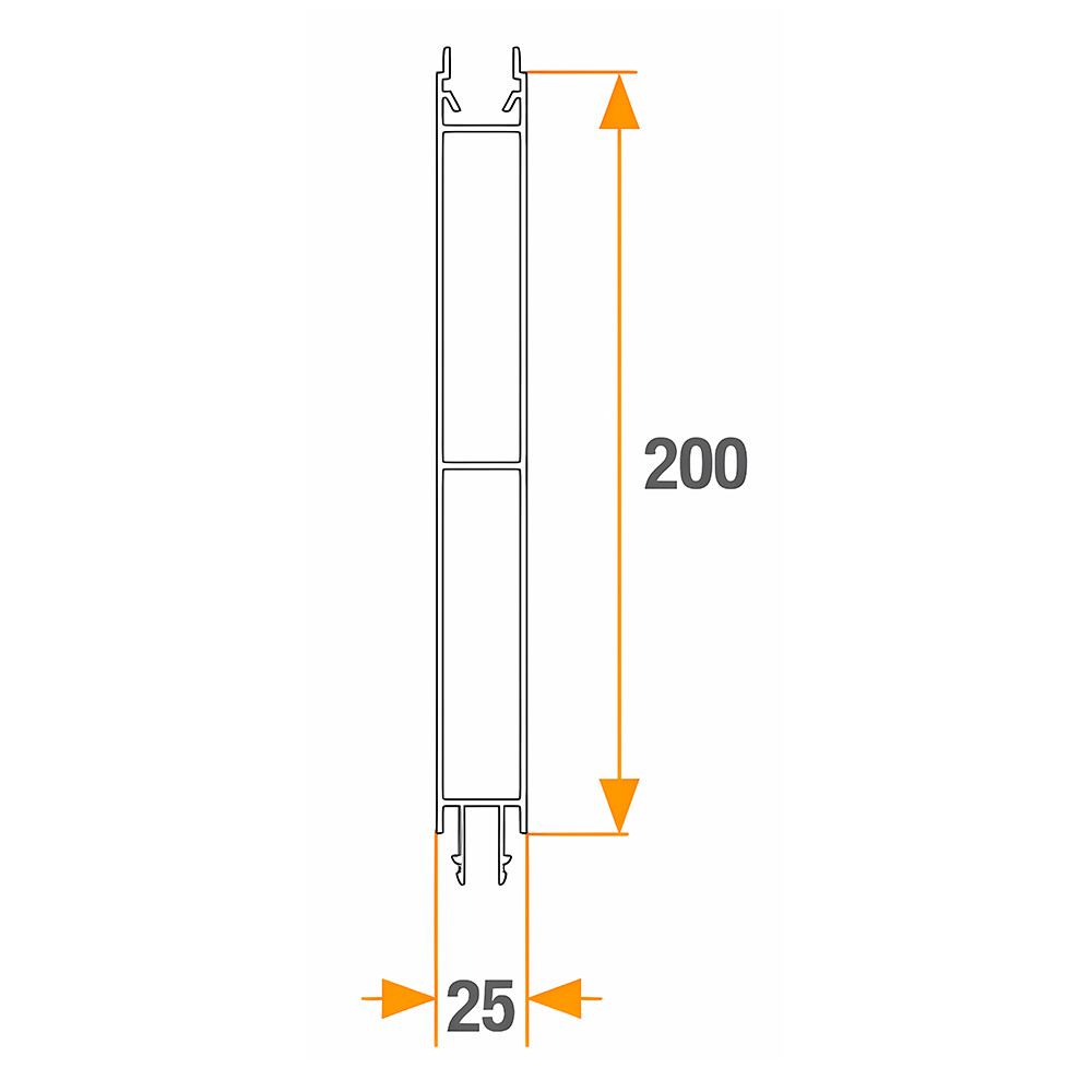 Алюминиевый профиль для бортов H=200мм L=6900мм (средняя планка Takler)