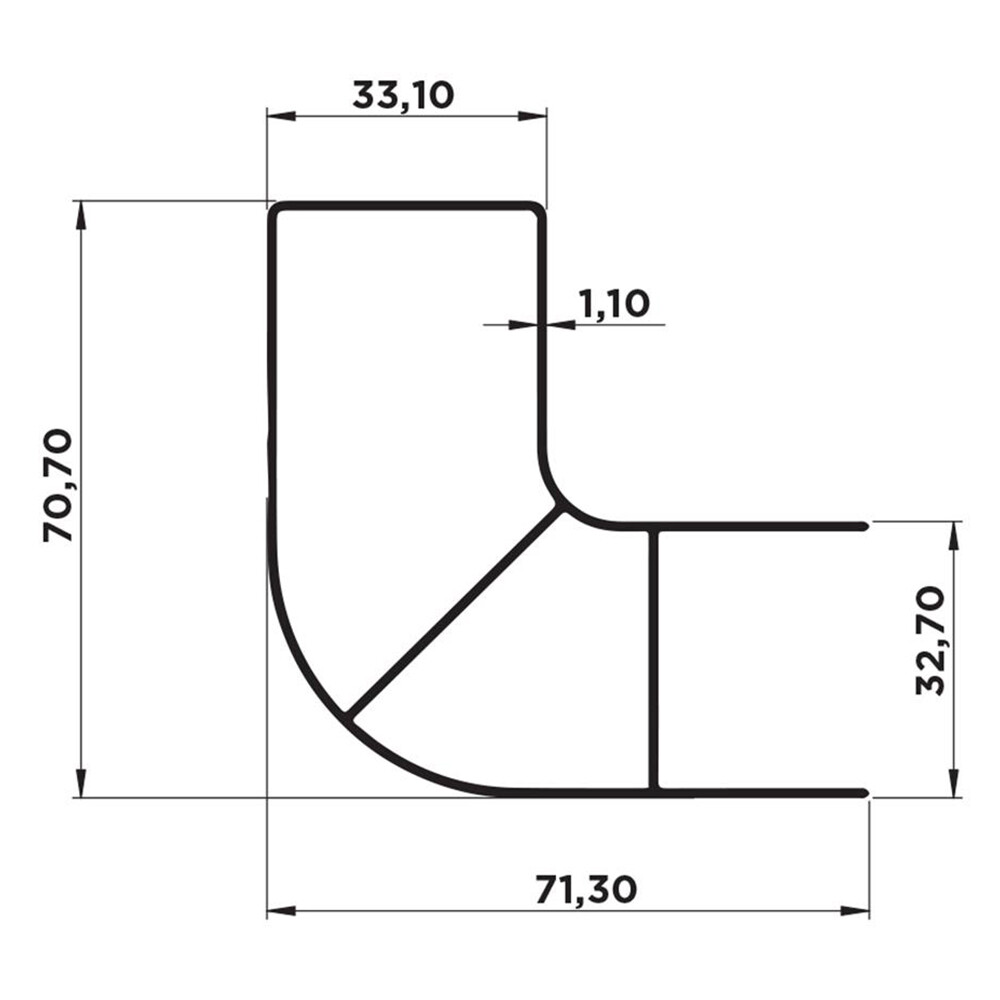 Профиль боковой защиты 70x70 мм  L - 6000 мм  (алюминий)