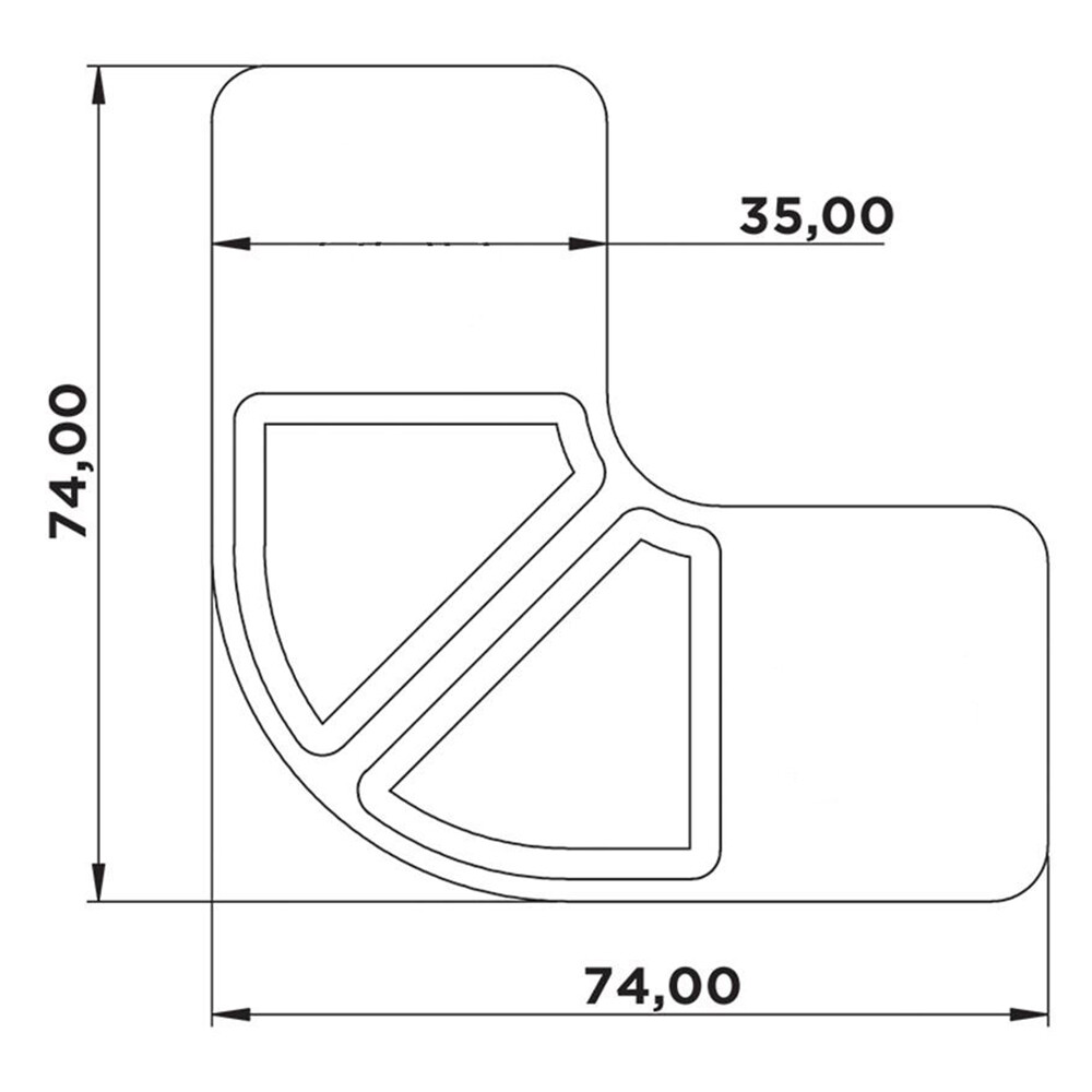 Заглушка алюминиевого профиля угол 70x70 мм (пластик)