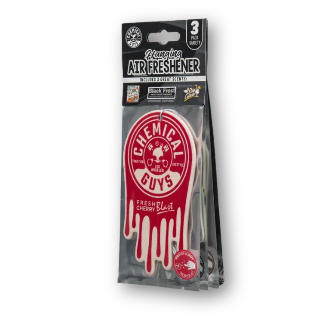 Набор ароматизаторов Chemical Guys Black Frost, Cherry Blast, Pina Colada (3 шт) Набор ароматизаторов Chemical Guys Black Frost, Cherry Blast, Pina Colada (3 шт)