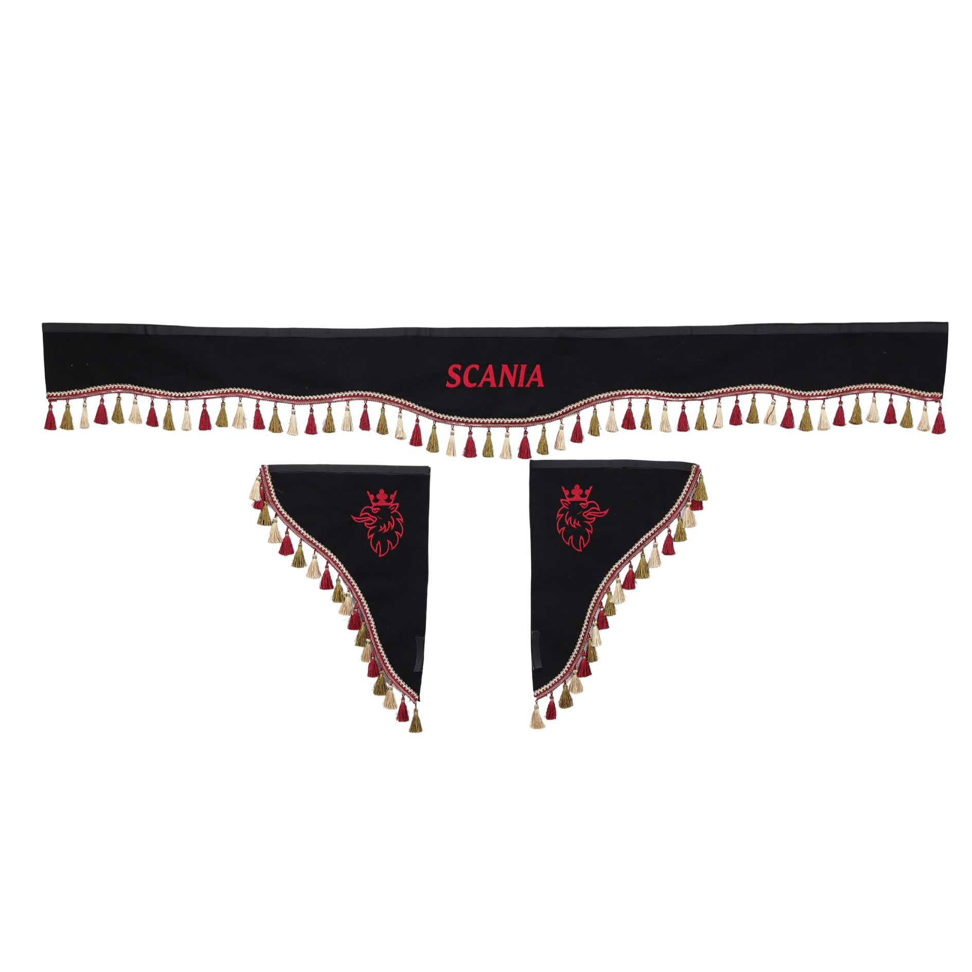 Шторка Рогожка "Double-Sided" SCANIA лоб + косынки черная 2-х сторонняя