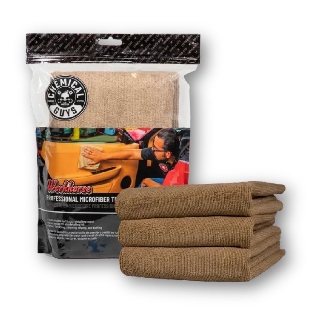Полотенце из микрофибры Рабочая Лошадка для кожаных и виниловых поверхностей 40*40 см Chemical Guys 3шт