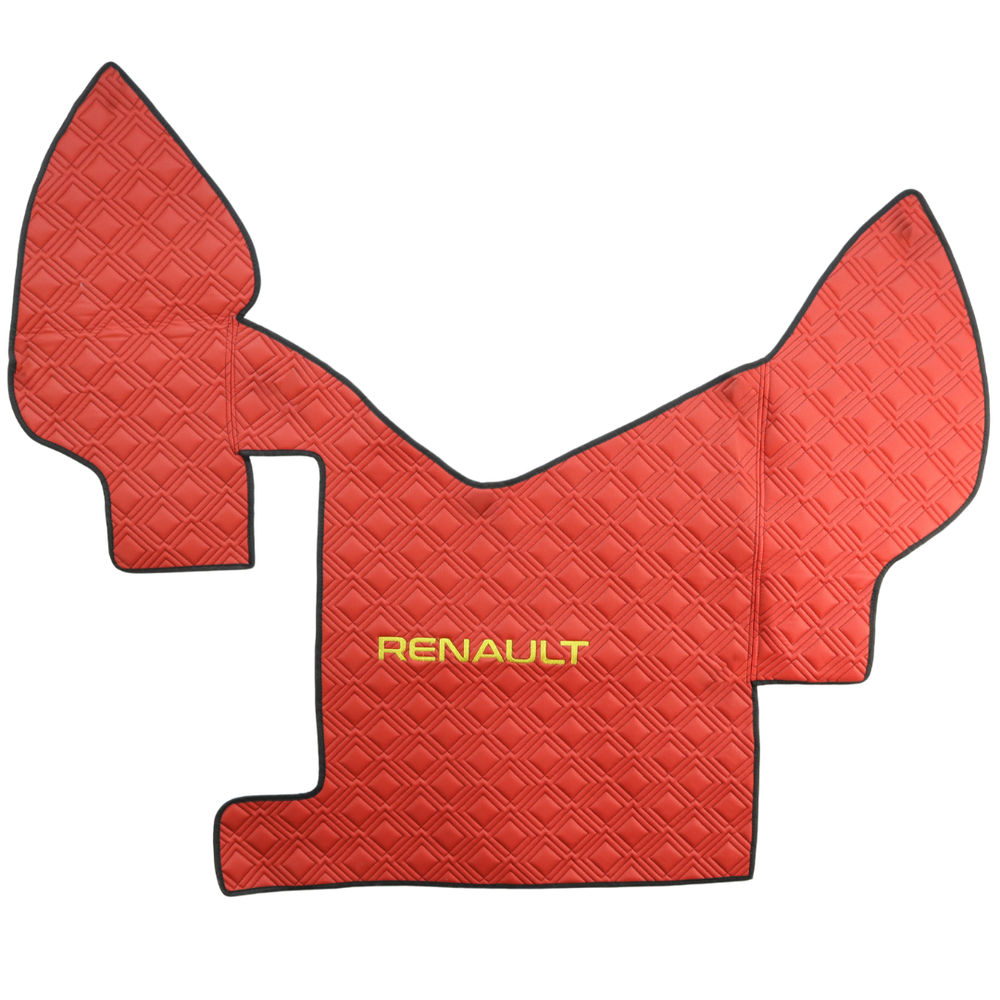 Коврик Экокожа RENAULT Premium 2006-2013; АКПП, МКПП, красный, вышивка, АСП