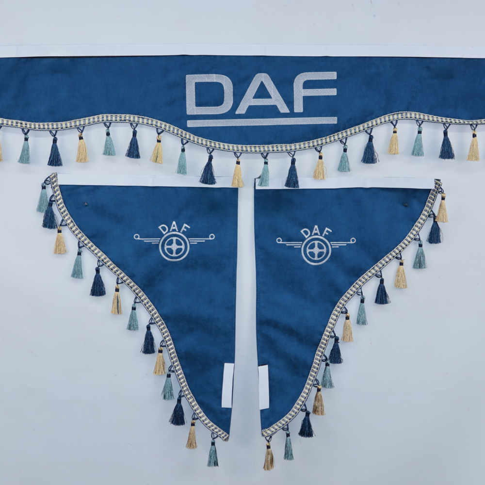 Шторка Рогожка "Double-Sided" DAF лоб + косынки синяя 2-х сторонняя
