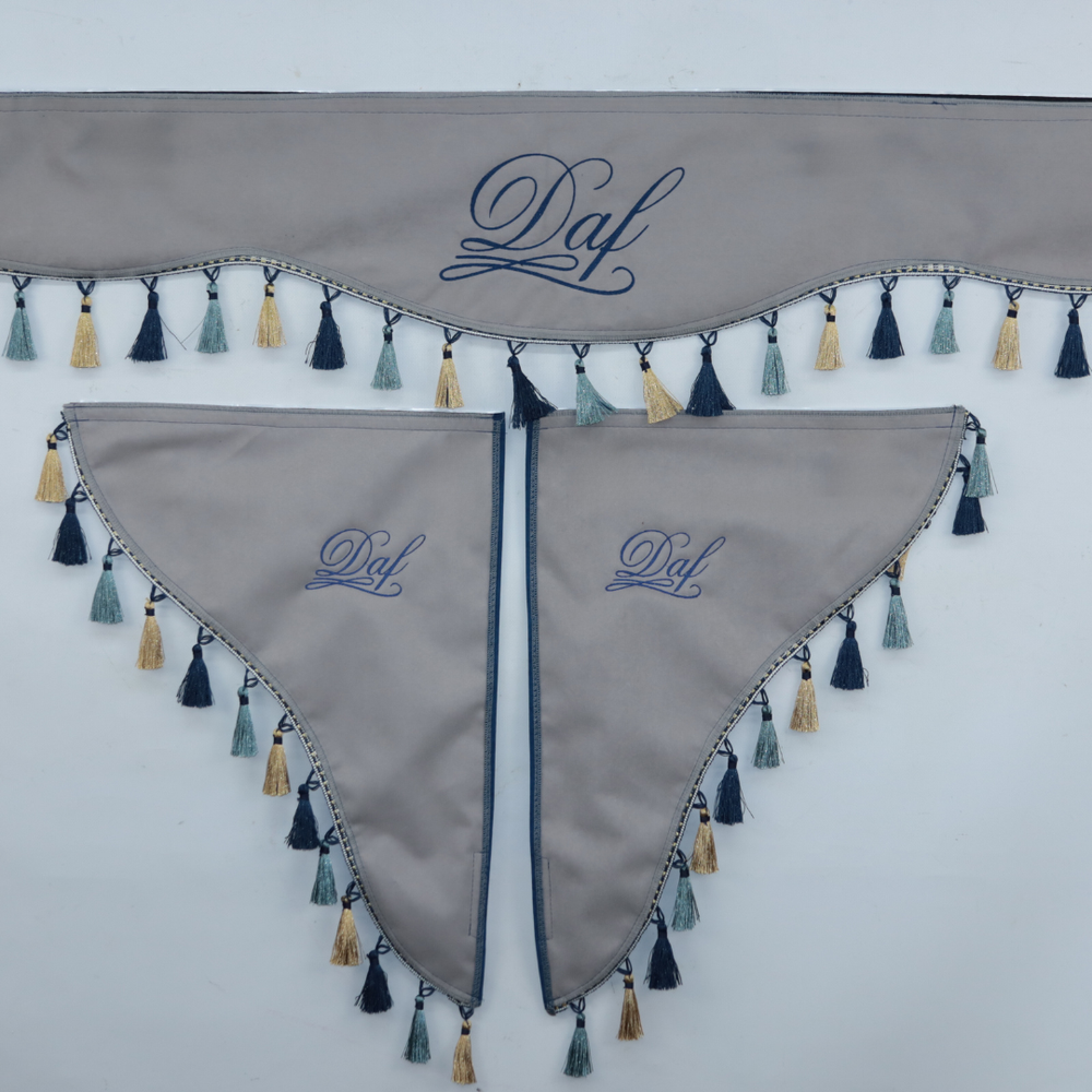 Шторка Рогожка "Double-Sided" DAF лоб + косынки синяя 2-х сторонняя