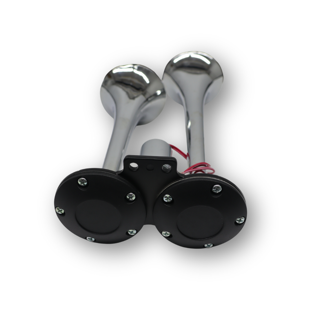 Сигнал хром 2 дудки 24V/12V \300mm\ ELEGANT