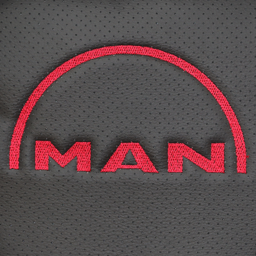 Чехол на сиденья MAN TGX,TGA,TGL,TGM,TGS; (2007-2020) 1 ремень, водитель (Низкий) пассажир (Высокий) Enterprise красный
