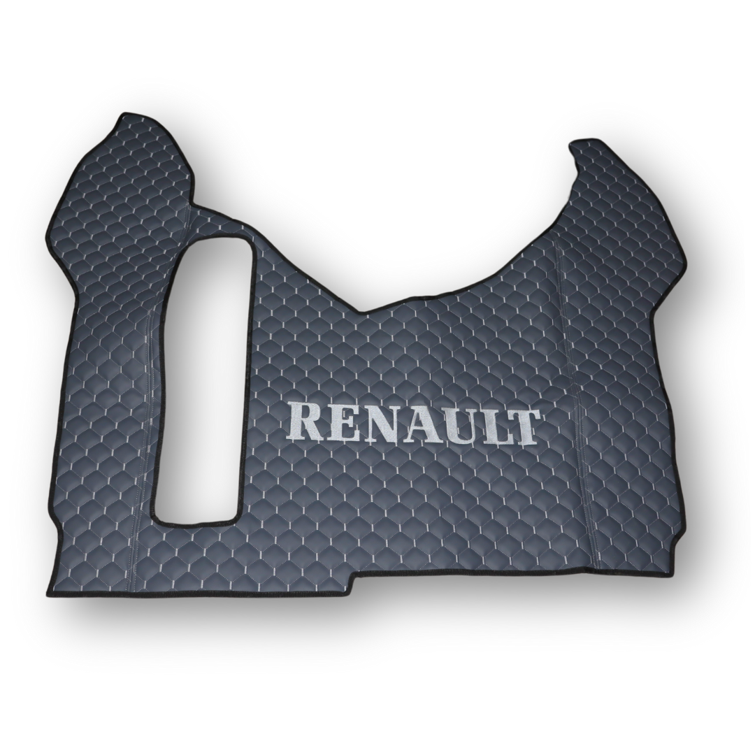 Коврик Экокожа RENAULT Premium 2006-2013; АКПП, МКПП, серый с вышивкой, АСП