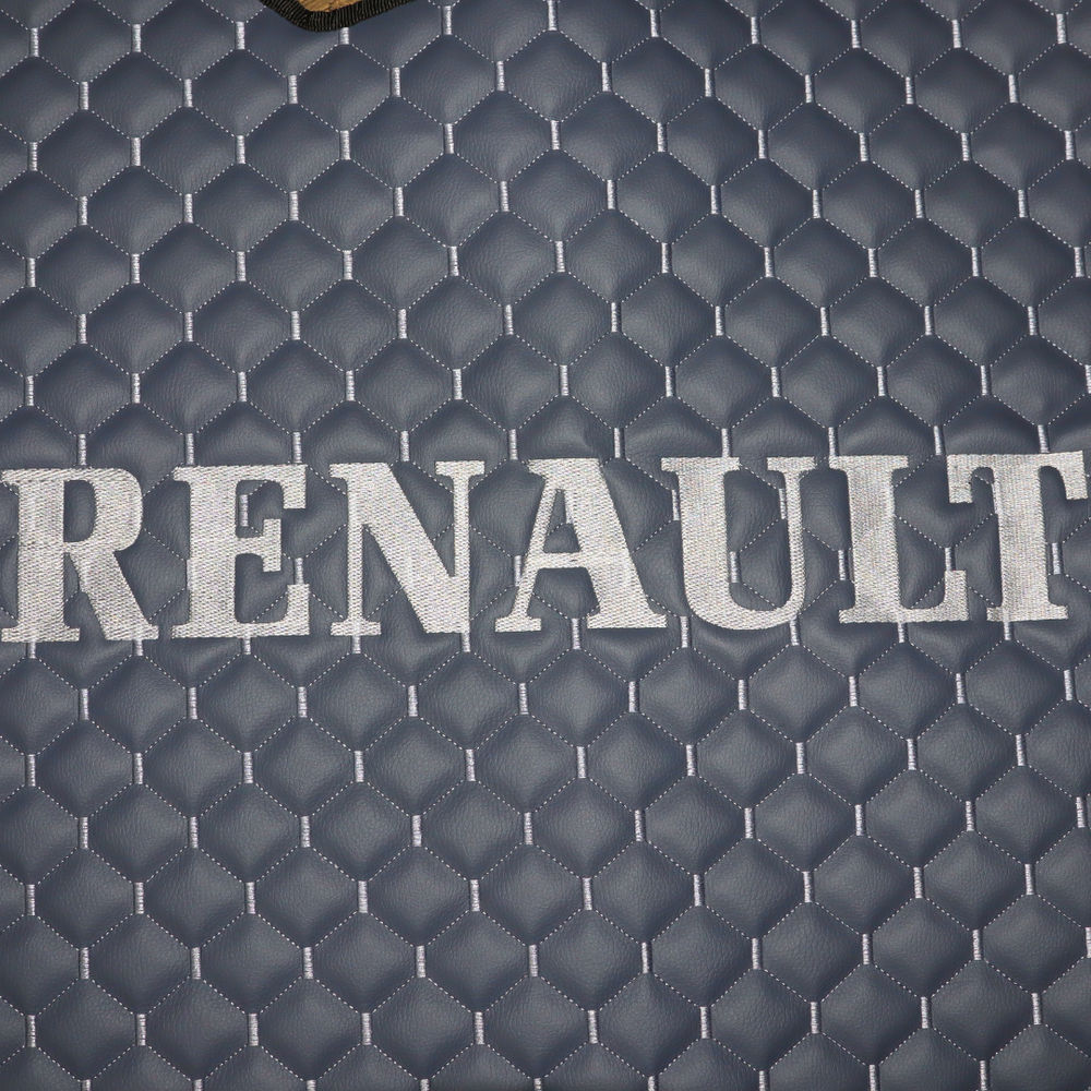 Коврик Экокожа RENAULT Premium 2006-2013; АКПП, МКПП, серый с вышивкой, АСП