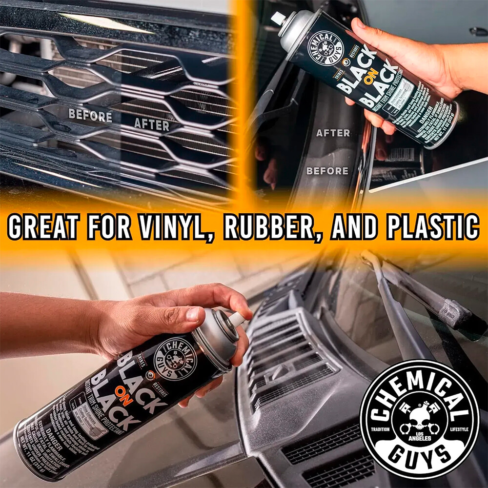 Аэрозольна пропитка для пластика и резина Black On Black Instant Shine