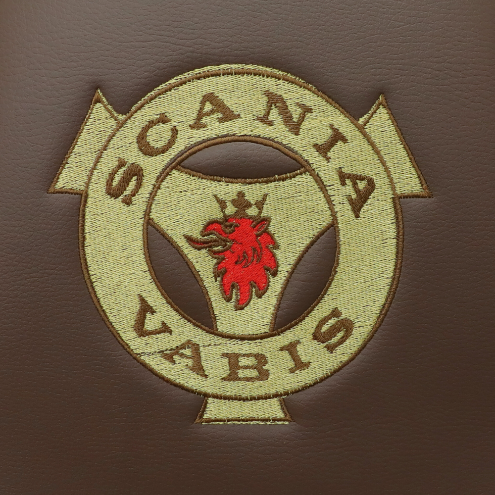 Чехол на сиденья SCANIA R,G,P,S (2014-...) водит. монолит - пасс. монолит, бежевый велюр - коричневая кожа