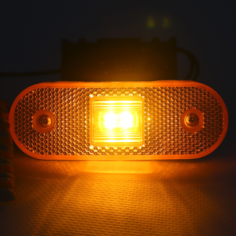 Фонарь габаритный диодный желтый 12-24 V, с креплением + отражатель (WAS)