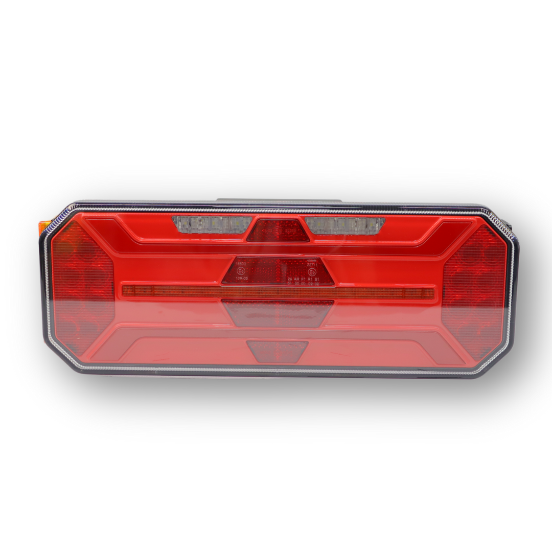 Фонарь задний FERZE 350х131х60 \лев.\ бег.указ.поворота , каб.  подсв. ном.