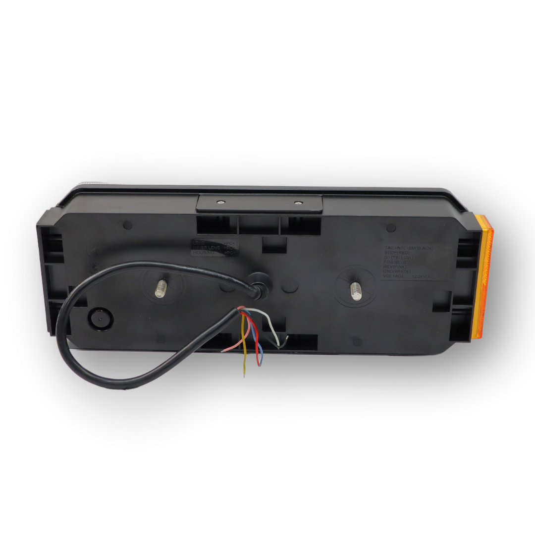 Фонарь задний FERZE 350х131х60 \лев.\ бег.указ.поворота , каб.  подсв. ном.