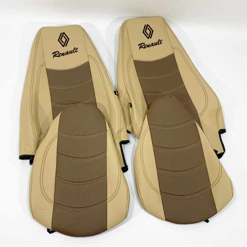 Чехол на сиденья Renault Premium (2005-2013) (пилот) перфор.кожа беж.
