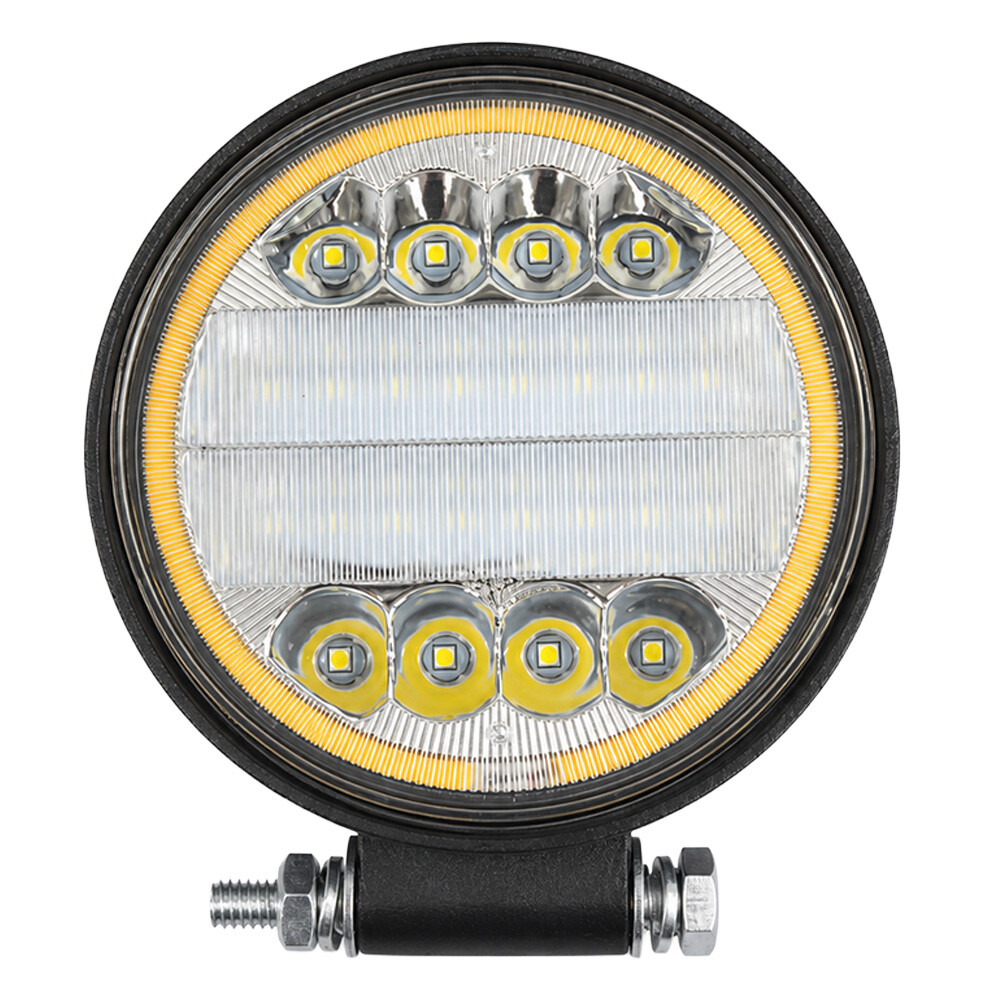 Фара універсальна діодна LED 24V (24 діода 96W білий світло жовтий контур кругла-114)
