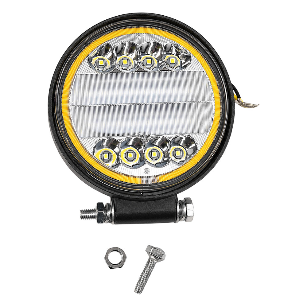 Фара універсальна діодна LED 24V (24 діода 96W білий світло жовтий контур кругла-114)