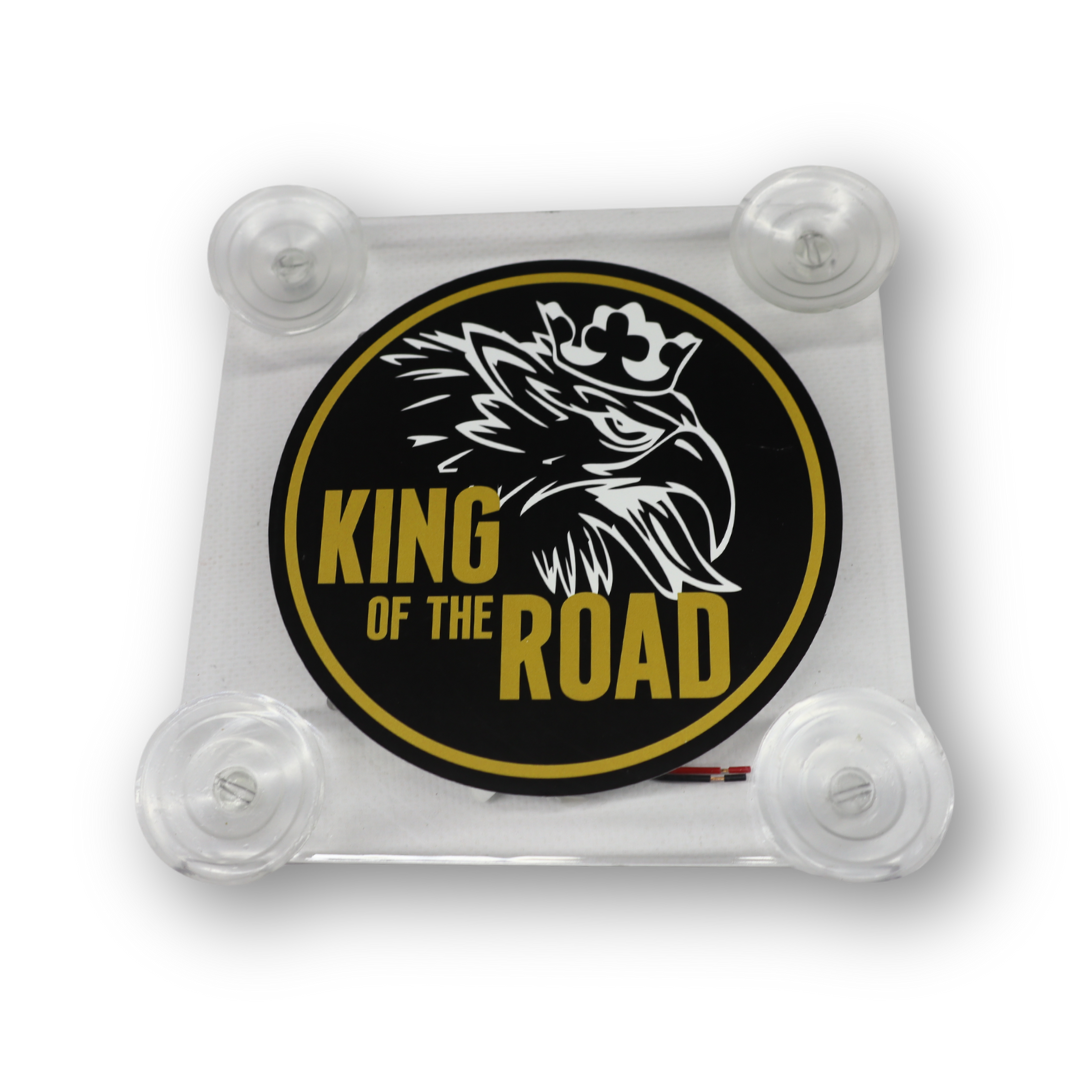 Табличка диодная KING OF THE ROAD квадрат; черная; 12-24V; 160*160 мм