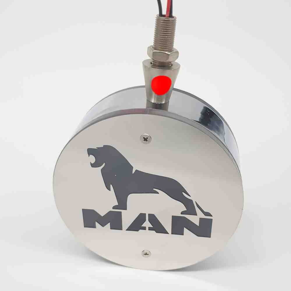 Фонарик декоративный с элементами нержавейки диодный  MAN - красно-желтый (Ø-100мм*40мм)