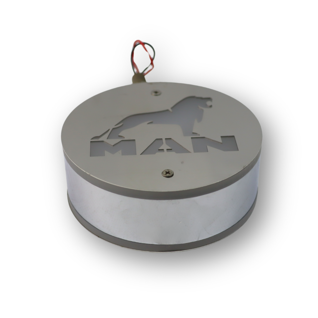 Фонарик декоративный с элементами нержавейки диодный  MAN - желтый-желтый (Ø-100мм*40мм)