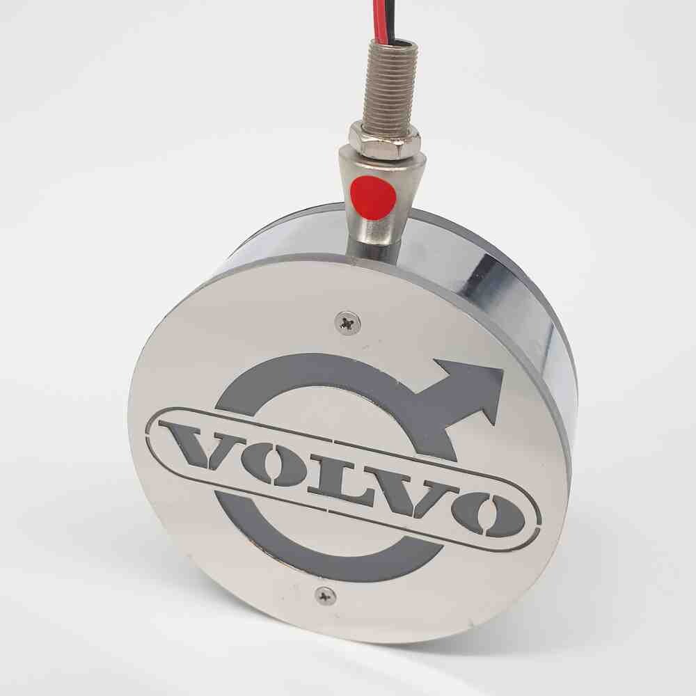 Фонарик декоративный с элементами нержавейки диодный  VOLVO - красно-желтый (Ø-100мм*40мм)