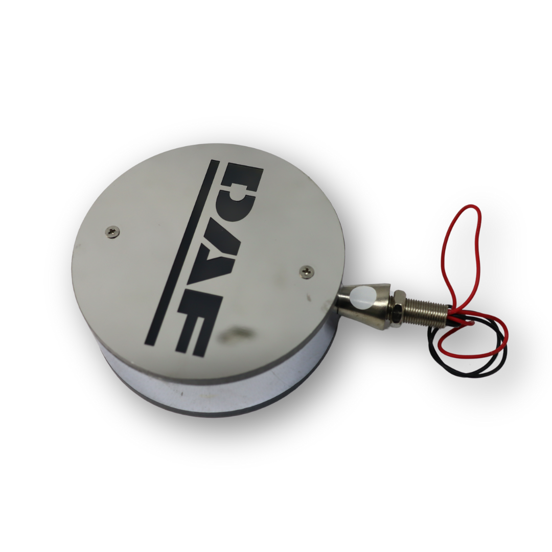 Фонарик декоративный с элементами нержавейки диодный  DAF - красно-белый (Ø-100мм*40мм)