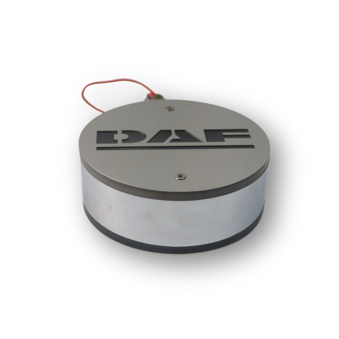 Фонарик декоративный с элементами нержавейки диодный  DAF - красно-белый (Ø-100мм*40мм)