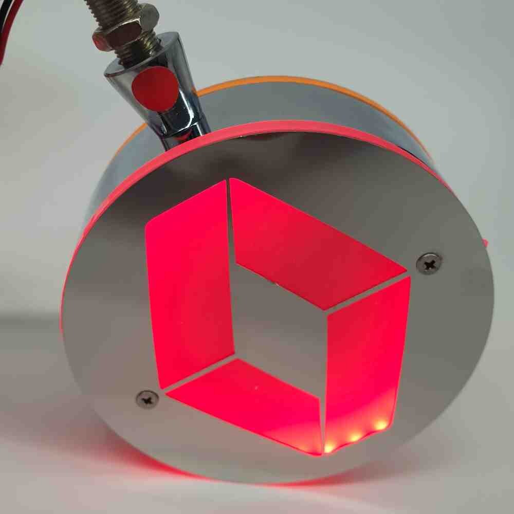 Фонарик декоративный с элементами нержавейки диодный  RENAULT - красно-белый (Ø-100мм*40мм)