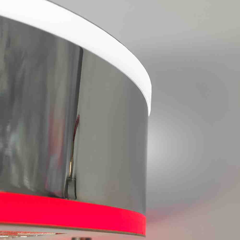 Фонарик декоративный с элементами нержавейки диодный  RENAULT - красно-белый (Ø-100мм*40мм)