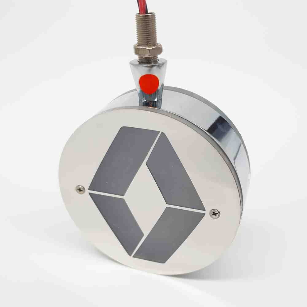 Фонарик декоративный с элементами нержавейки диодный  RENAULT - красно-желтый (Ø-100мм*40мм)