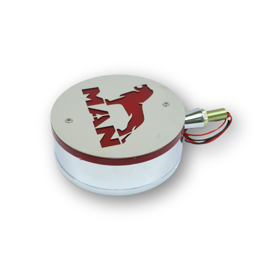 Фонарик декоративный с элементами нержавейки диодный  MAN - красно-белый (Ø-100мм*40мм)