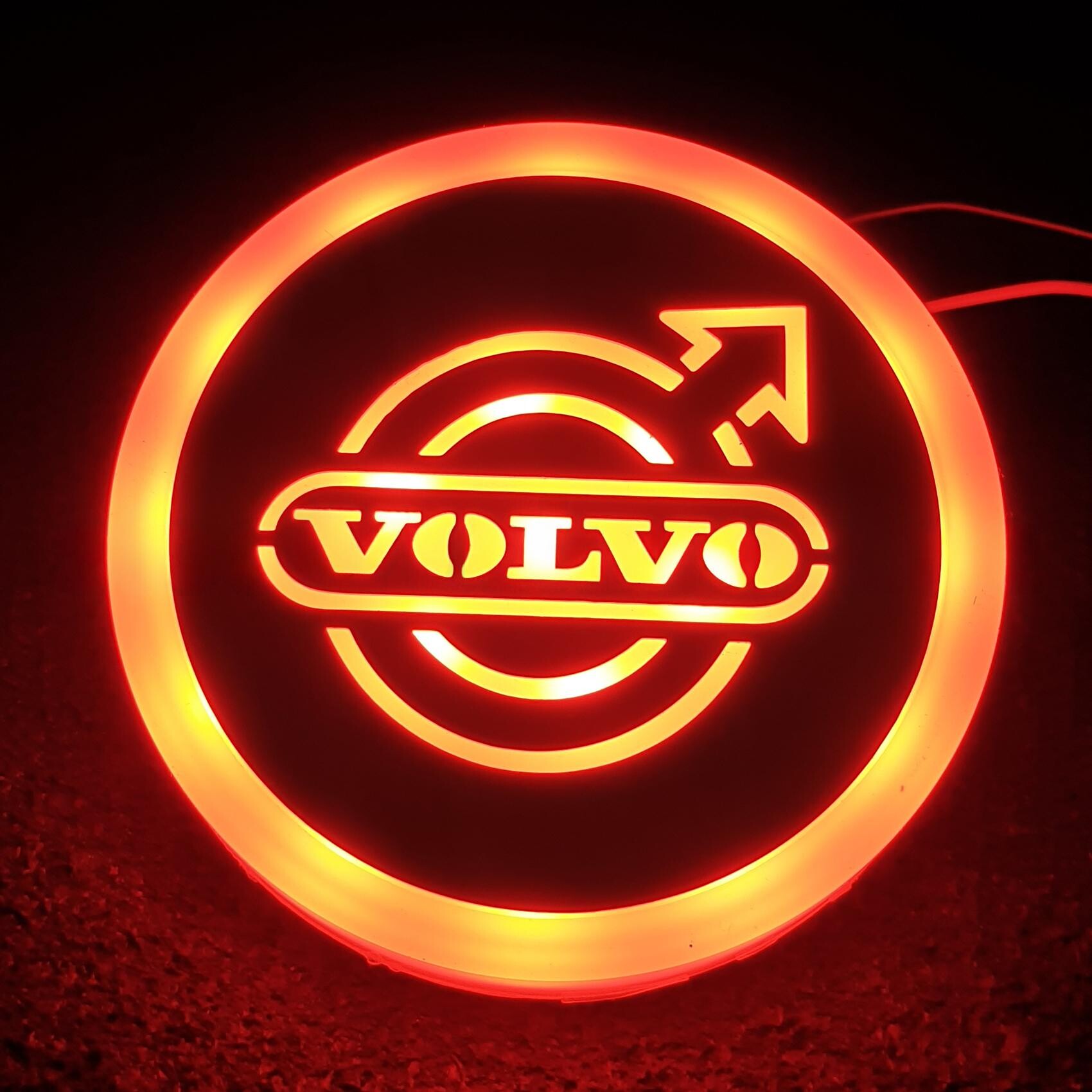 Фонарик эмблема VOLVO красный неоновый 24V\Ø-95мм