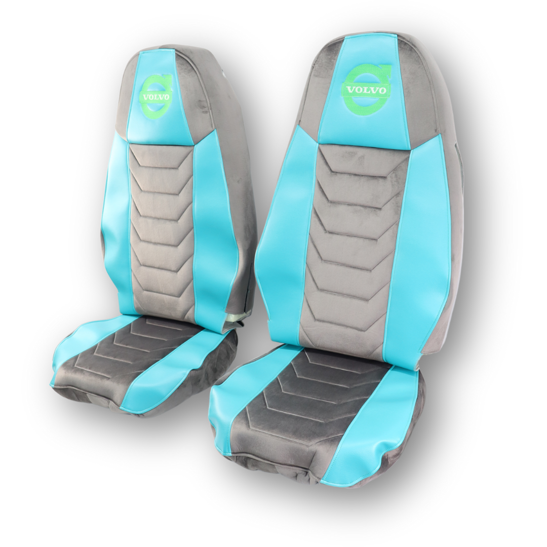 Чохол на сидіння Chess VOLVO FH FM (2014-...) (сірий велюр - тифані шкіра) Чохол на сидіння Chess VOLVO FH FM (2014-...) (сірий велюр - тифані шкіра)