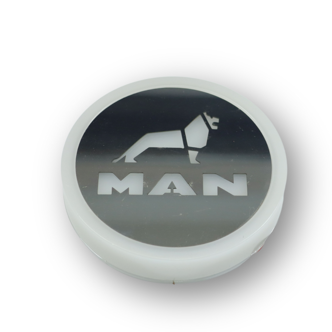 Фонарик эмблема MAN синий неоновый 24V\Ø-95мм
