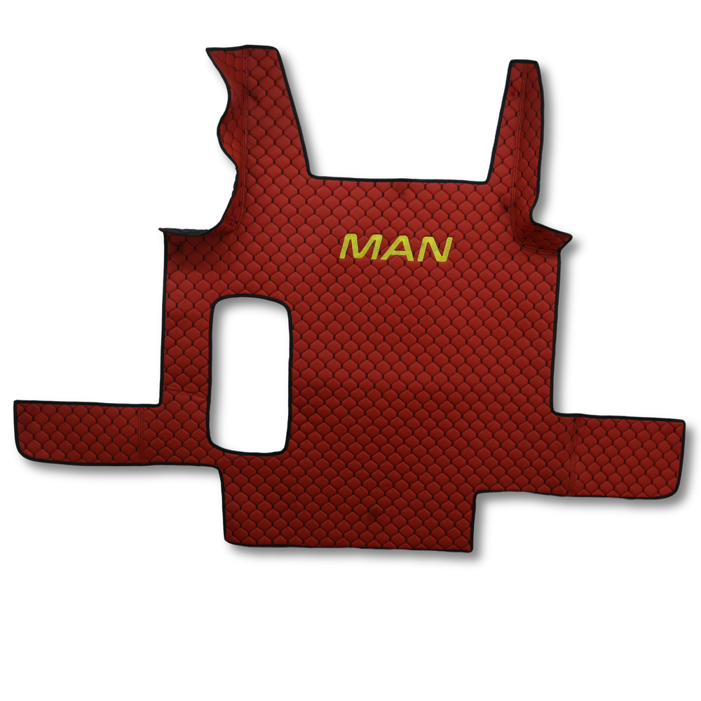 Коврик Экокожа MAN TGX 2008 -2017; 2 ящ.,АКПП, МКПП,  красный, вышивка, АСП