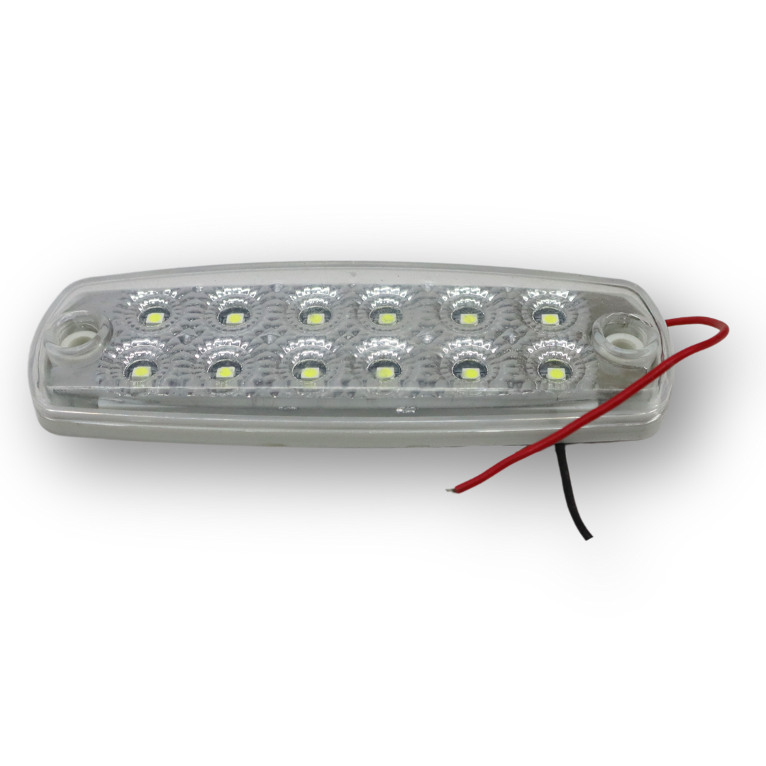 Фонарь габаритный 12 диодный  белый 2х рядный 12-24 V \120*35\