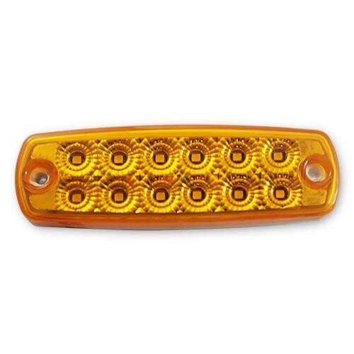 Фонарь габаритный 12 диодный  желт. 2х рядный 12-24 V  \120*35\