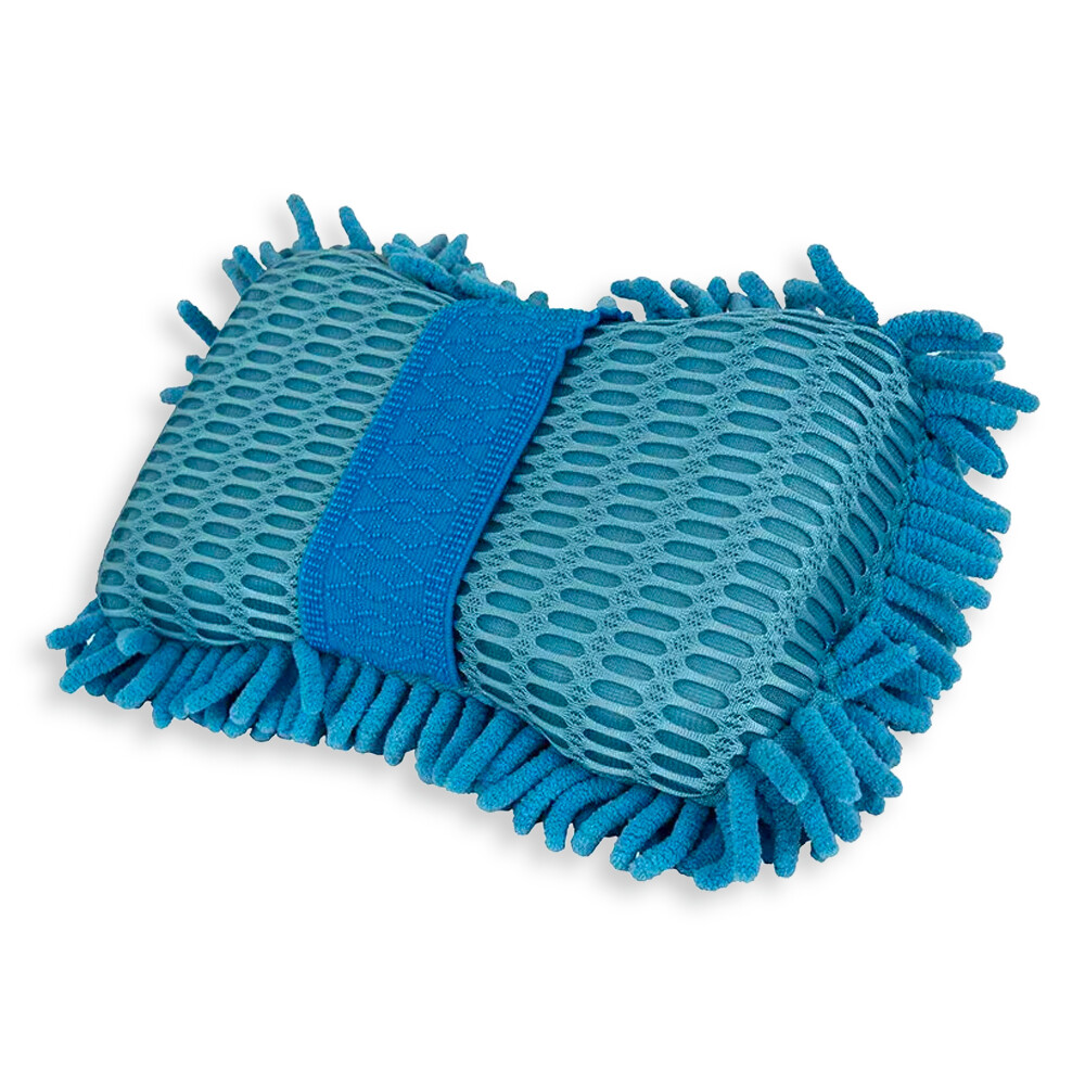 Губка двусторонняя для мытья из синелевой микрофибры Ultimate, голубая Губка двусторонняя для мытья из синелевой микрофибры Ultimate, голубая