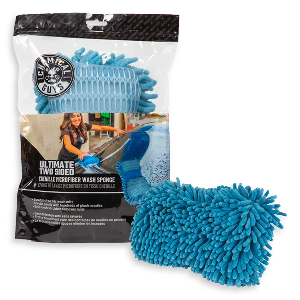 Губка двусторонняя для мытья из синелевой микрофибры Ultimate, голубая Губка двусторонняя для мытья из синелевой микрофибры Ultimate, голубая