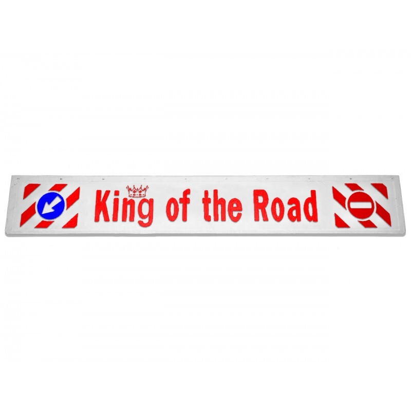 Бризговик тиснений "мітла" KING OF THE ROAD 2400 x 350Білий червоний.Бук. Бризговик тиснений "мітла" KING OF THE ROAD 2400 x 350Білий червоний.Бук.