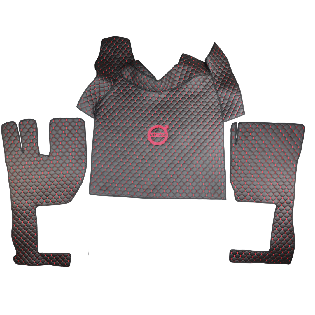 Килимок Екошкіра VOLVO FH 2003-2013; АКПП, чорний з вишивкою, Килимок Екошкіра VOLVO FH 2003-2013; АКПП, чорний з вишивкою,