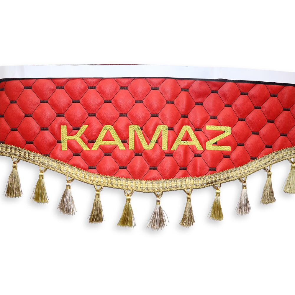 Шторка лоб + косинки Екошкіра KAMAZ червона