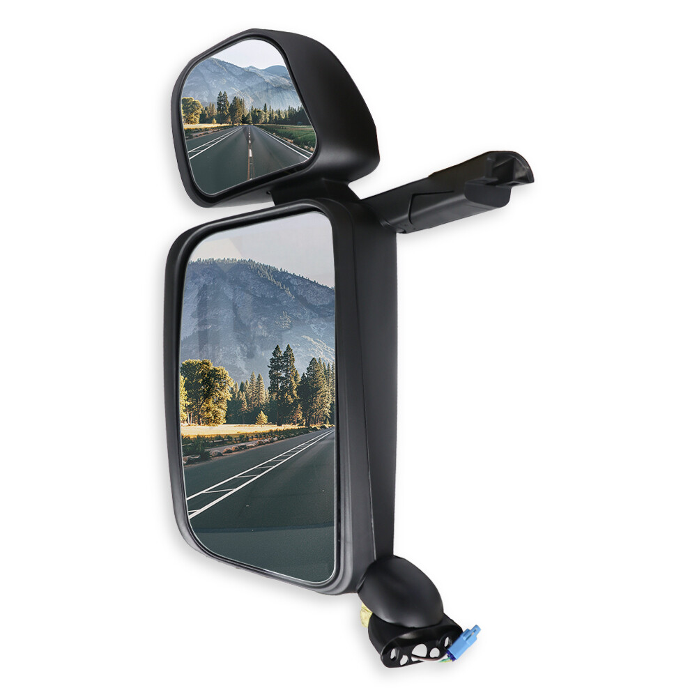 Зеркало основное Scania 4 114, 124 (...-2017) с подогревом и электрорегулировкой в сборе короткий кронштейн; левое (LONGLING)